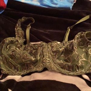 Green sensuous lace bra
